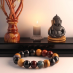 Bracelet Pierre Naturelle - Bracelet de Protection : Œil de Tigre, Œil de Faucon et Œil de Taureau - Bouclier Énergétique et Amélioration de l'Intuition -  by Fit Calm -