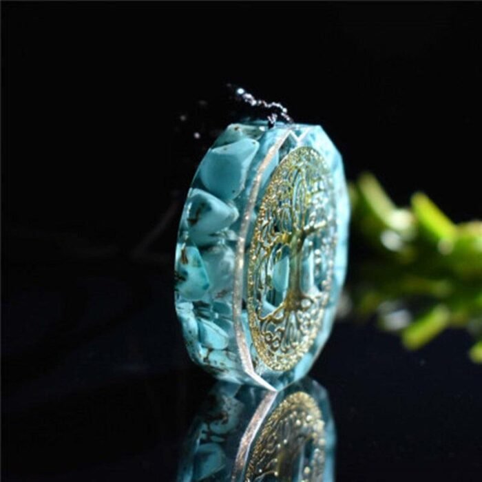 Pendentif Orgonite "Anahata" en Turquoise -  by Fit Calm - arbre de vie, Best Seller, Orgonite, Pendentif, pendentif orgonite, Promotions, Turquoise