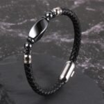Braided Leather & Hematite Bracelet - by Fit Calm - Bracelet, man, Hematite, lapis lazuli, multi-stones, FEBRUARY NOVELTIES, Obsidian, Black Obsidian, Tiger Eye, size, braided
