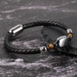 Braided Leather & Hematite Bracelet - by Fit Calm - Bracelet, man, Hematite, lapis lazuli, multi-stones, FEBRUARY NOVELTIES, Obsidian, Black Obsidian, Tiger Eye, size, braided