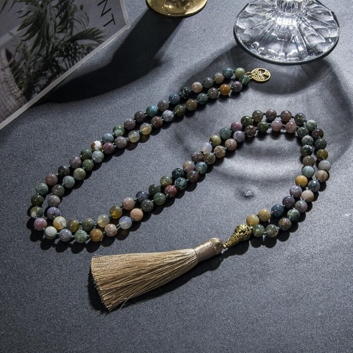 Collier Mala "Contemplation Intérieure" en Agate Indienne -  by Fit Calm - Agate Indienne, best, equilibre, harmonie, Mala, NOUVEAUTES DECEMBRE