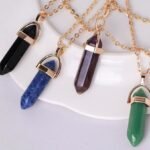 Natural stone pendant "Rêverie" - by Fit Calm - Black agate, Amethyst, Aventurine, Kopy, Pendant