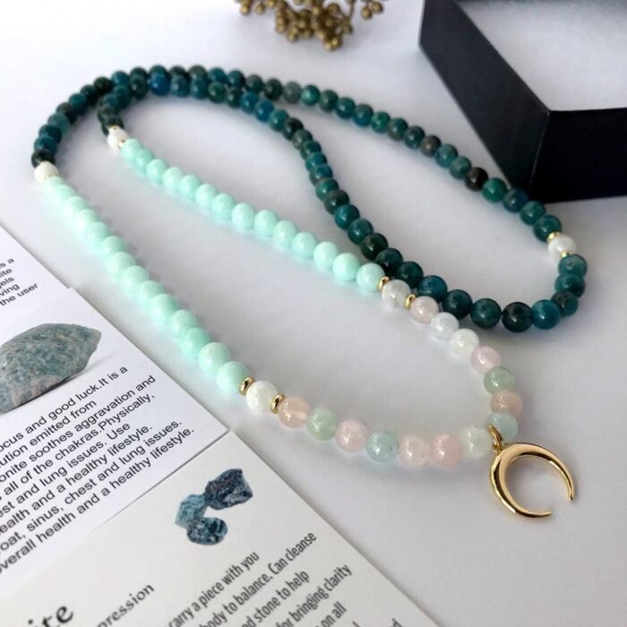 Mala "Espérance" Bracelet in Apatite, Morganite & Amazonite - by Fit Calm - Amazonite, Apatite, Bracelet, morganite, multi-stones, multi-turns, APRIL NOVELTIES
