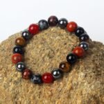 Bracelet "Ancrage & Protection" en Tourmaline, Jaspe Rouge, Hématite & Oeil de Tigre -  by Fit Calm - Bracelet, cornaline, homme, Hématite, Jaspe rouge, multi-pierres, NOUVEAUTES MARS, Obsidienne flocon de neige, Oeil de Taureau, Oeil de tigre, taille, tourmaline noire