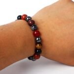 Bracelet "Ancrage & Protection" en Tourmaline, Jaspe Rouge, Hématite & Oeil de Tigre -  by Fit Calm - Bracelet, cornaline, homme, Hématite, Jaspe rouge, multi-pierres, NOUVEAUTES MARS, Obsidienne flocon de neige, Oeil de Taureau, Oeil de tigre, taille, tourmaline noire