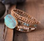 Ocean Jasper "Ouverture d'Esprit" Boho Bracelet - by Fit Calm - Bracelet, equilibre, jasper, ocean jasper, green jasper, multi-stones, multi-turns, braided