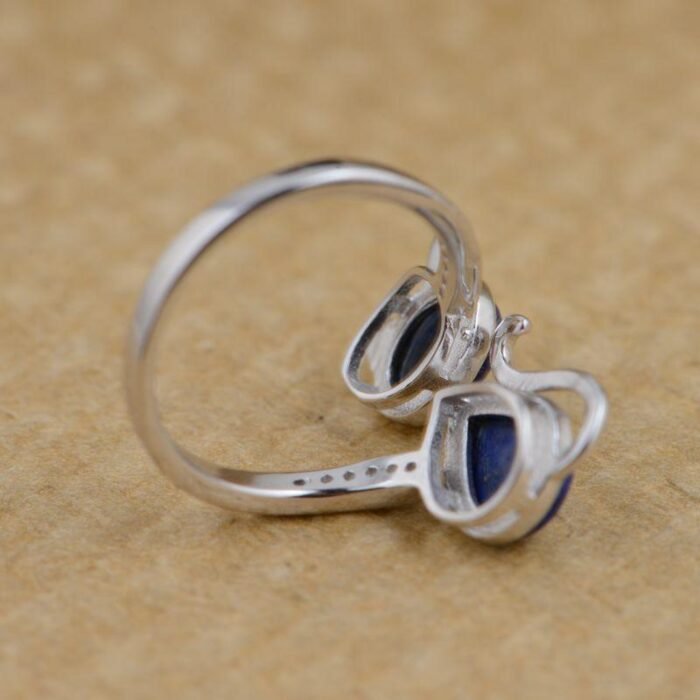 Adjustable Lapis Lazuli Cat Ring - by Fit Calm - Ring, expression, Kopy, Lapis Lazuli