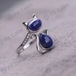 Adjustable Lapis Lazuli Cat Ring - by Fit Calm - Ring, expression, Kopy, Lapis Lazuli
