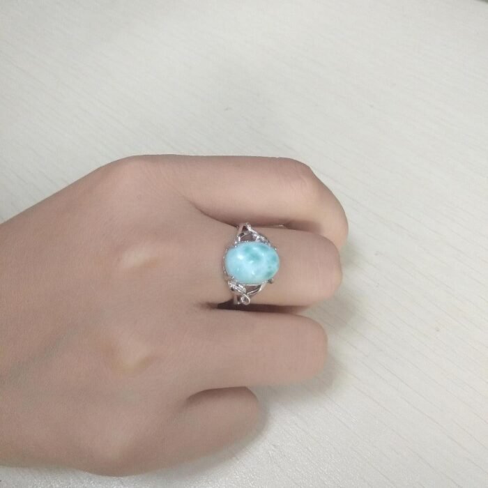 Bague Ajustable "Océan" en Larimar -  by Fit Calm - Bague, Kopy, Larimar