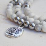 Howlite Mala "Feminine Wellness" Bracelet - by Fit Calm - soothing, Bracelet, balance, Howlite, Hematite, Mala, multi-stones, multi-turns