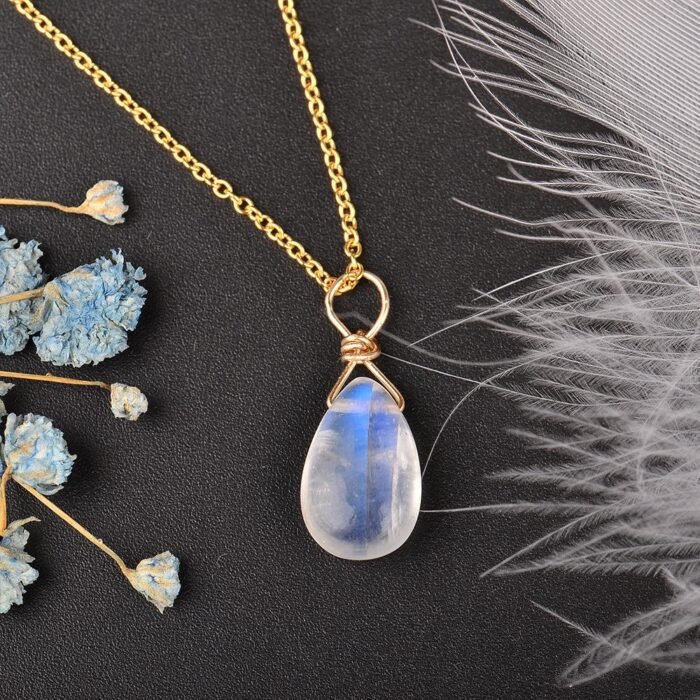 Pendentif Goutte en Labradorite Blanche -  by Fit Calm - Kopy, labradorite blanche, NOUVEAUTES DE JUIN, Pendentif
