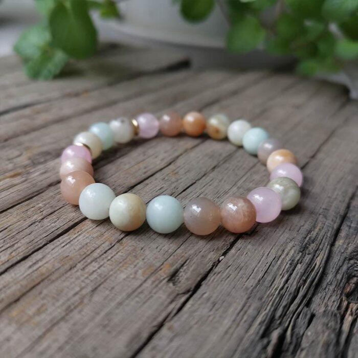 Premium Mala "Love & Serenity" necklace in Amazonite, Sunstone, & Rose Quartz - by Fit Calm - Amazonite, love, Mala, MARCH NOVELTIES, Sunstone, premium, Rose Quartz