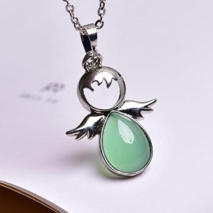 Little Angel Pendant with its Natural Stone - by Fit Calm - Amethyst, Aventurine, Green Aventurine, Kopy, Lapis Lazuli, Black Obsidian, Tiger eye, Pendant, Pink Quartz