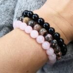 Trio de Bracelets "Paix & Équilibre" en Onyx, Quartz Rose & Rhodonite -  by Fit Calm - best, Best Seller, Bracelet, ensemble, multi-pierres, Onyx, Promotions, Quartz rose, Rhodonite, taille