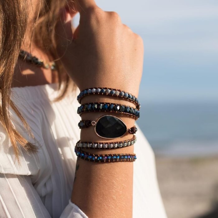 Bracelet Wrap "Ancrage & Sécurité" en Onyx Noir -  by Fit Calm - Best Seller, Bracelet, confiance en soi, multi-pierres, multi-tours, nouveautés de juin 2020, Onyx, tressé