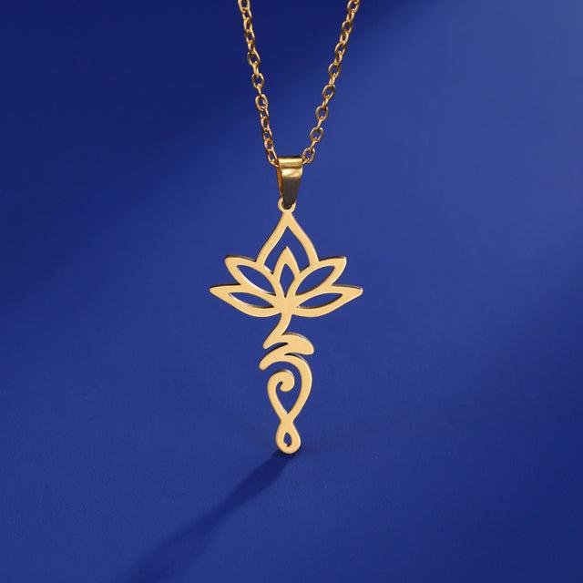 Pendentif Unalome Lotus Sacré -  by Fit Calm - fleur de lotus, Kopy, lotus, pendentif, pendentifs, unalome