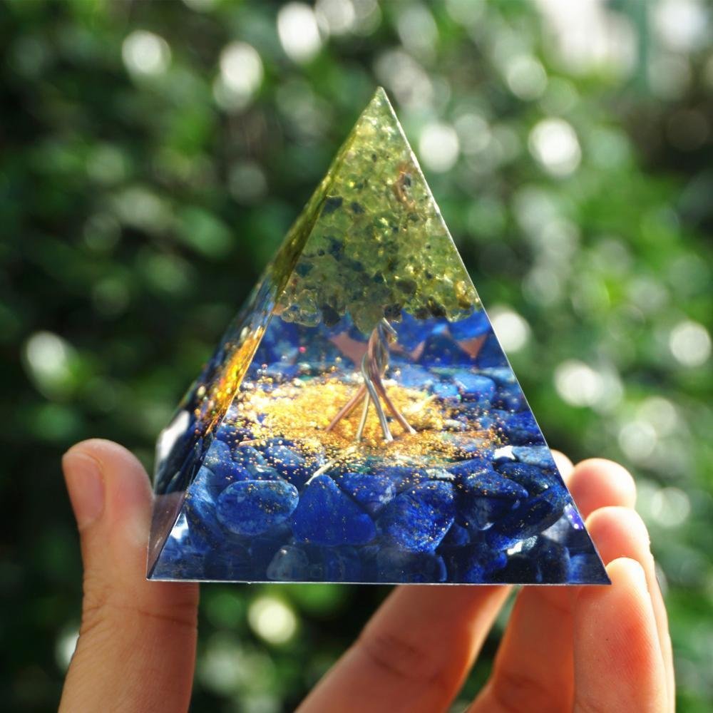 Orgonite "Arbre de Vie - Union & Équilibre" en Lapis Lazuli & Péridot - 200000181 by Fit Calm - lapis lazuli, nouveautés de juin 2021, orgonite, péridot