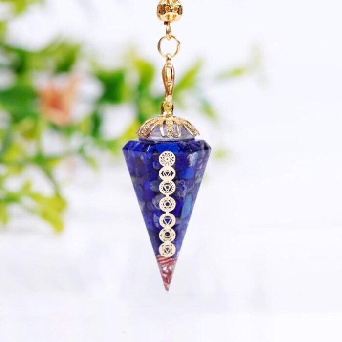 Pendule Divinatoire "Harmonisation des Chakras" -  by Fit Calm - agate rouge, améthyste, aventurine verte, chakra, chakras, citrine, Décoration intérieure, grenat, jaspe rouge, lapis lazuli, nouveautés de juillet 2021, obsidienne, quartz rose, turquoise
