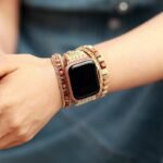Apple Watch Wrap in Rhodonite & Ocean Jasper - Style and well-being on your wrist - by Fit Calm - apple watch, bracelet, bracelets, jasper, new products december 2021, Specials, rhodonite