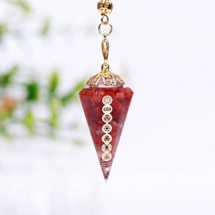 Pendule Divinatoire "Harmonisation des Chakras" -  by Fit Calm - agate rouge, améthyste, aventurine verte, chakra, chakras, citrine, Décoration intérieure, grenat, jaspe rouge, lapis lazuli, nouveautés de juillet 2021, obsidienne, quartz rose, turquoise