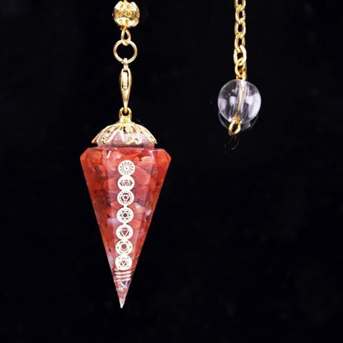 Pendule Divinatoire "Harmonisation des Chakras" -  by Fit Calm - agate rouge, améthyste, aventurine verte, chakra, chakras, citrine, Décoration intérieure, grenat, jaspe rouge, lapis lazuli, nouveautés de juillet 2021, obsidienne, quartz rose, turquoise