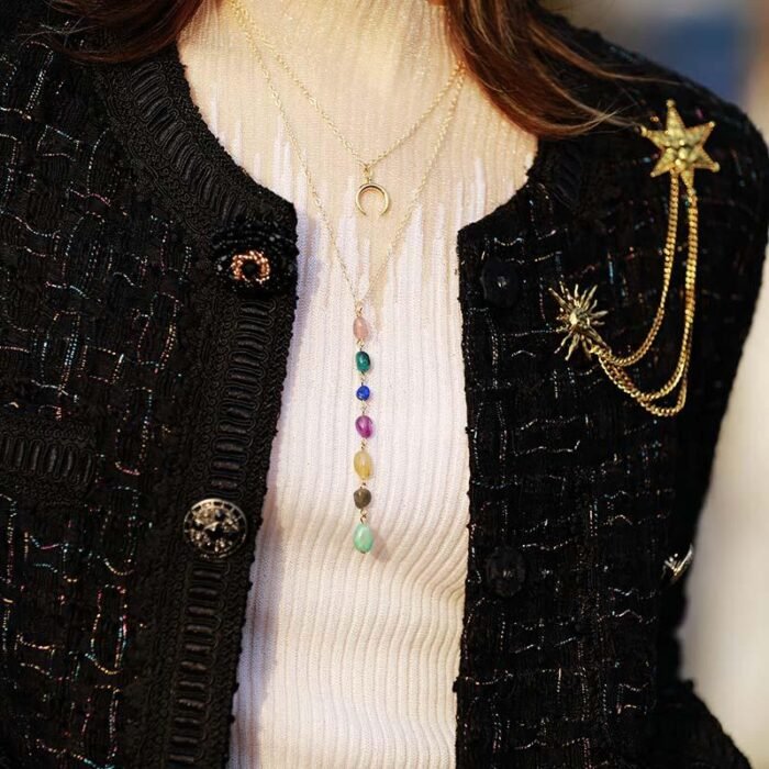 Double Necklace "Cascade of the 7 Chakras" - by Fit Calm - 7 chakras, chakras, double, Kopy, NOVELTIES OCTOBER 2022, pendant`