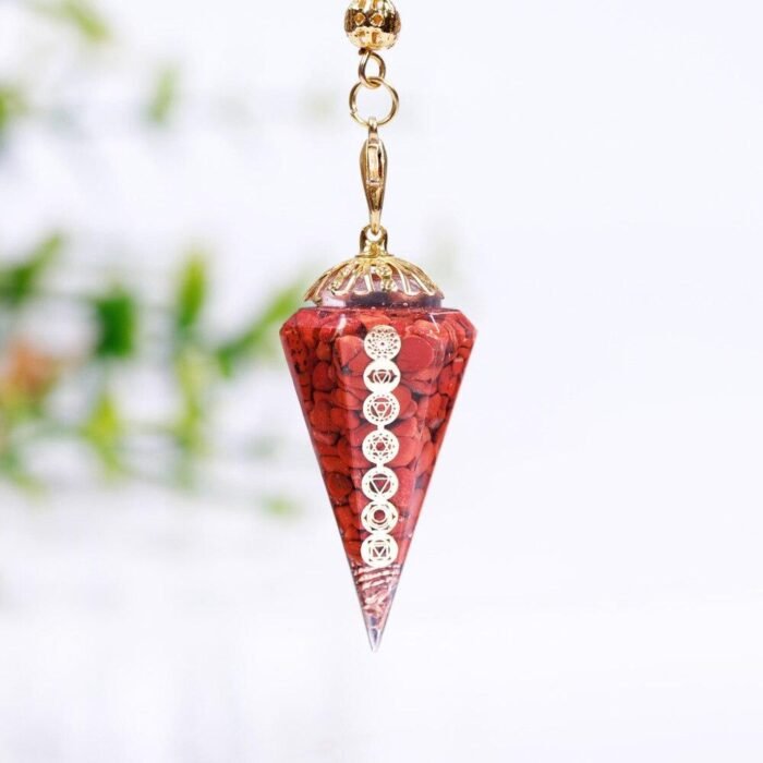 Pendule Divinatoire "Harmonisation des Chakras" -  by Fit Calm - agate rouge, améthyste, aventurine verte, chakra, chakras, citrine, Décoration intérieure, grenat, jaspe rouge, lapis lazuli, nouveautés de juillet 2021, obsidienne, quartz rose, turquoise
