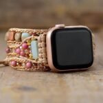 Apple Watch Wrap in Rhodonite & Ocean Jasper - Style and well-being on your wrist - by Fit Calm - apple watch, bracelet, bracelets, jasper, new products december 2021, Specials, rhodonite