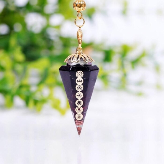 Pendule Divinatoire "Harmonisation des Chakras" -  by Fit Calm - agate rouge, améthyste, aventurine verte, chakra, chakras, citrine, Décoration intérieure, grenat, jaspe rouge, lapis lazuli, nouveautés de juillet 2021, obsidienne, quartz rose, turquoise