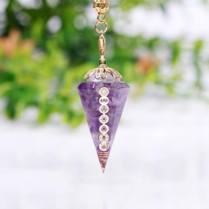 Pendule Divinatoire "Harmonisation des Chakras" -  by Fit Calm - agate rouge, améthyste, aventurine verte, chakra, chakras, citrine, Décoration intérieure, grenat, jaspe rouge, lapis lazuli, nouveautés de juillet 2021, obsidienne, quartz rose, turquoise