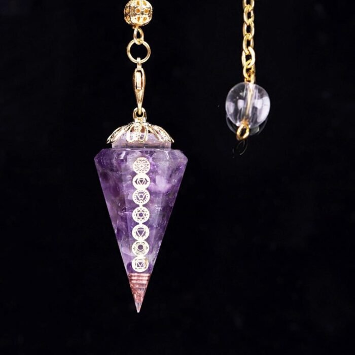 Pendule Divinatoire "Harmonisation des Chakras" -  by Fit Calm - agate rouge, améthyste, aventurine verte, chakra, chakras, citrine, Décoration intérieure, grenat, jaspe rouge, lapis lazuli, nouveautés de juillet 2021, obsidienne, quartz rose, turquoise