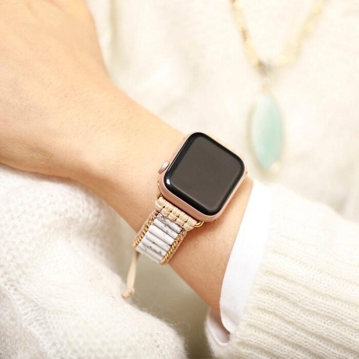 Bracelet Apple Watch "Sérénité" en Howlite -  by Fit Calm - apple watch, Bracelet, bracelet wrap, Bracelets, Howlite, NOUVEAUTES DE FEVRIER