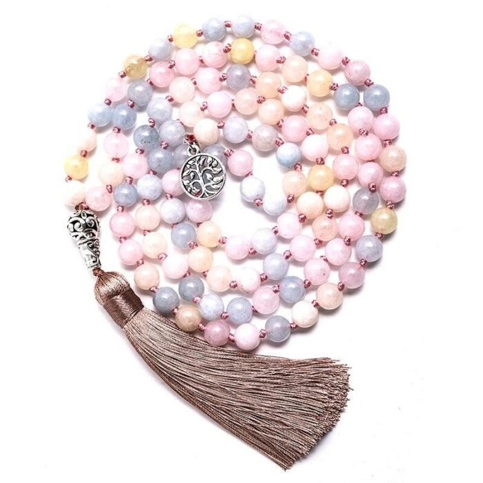 Collier Mala "Bonheur de L'Âme" en Morganite -  by Fit Calm - Mala, morganite