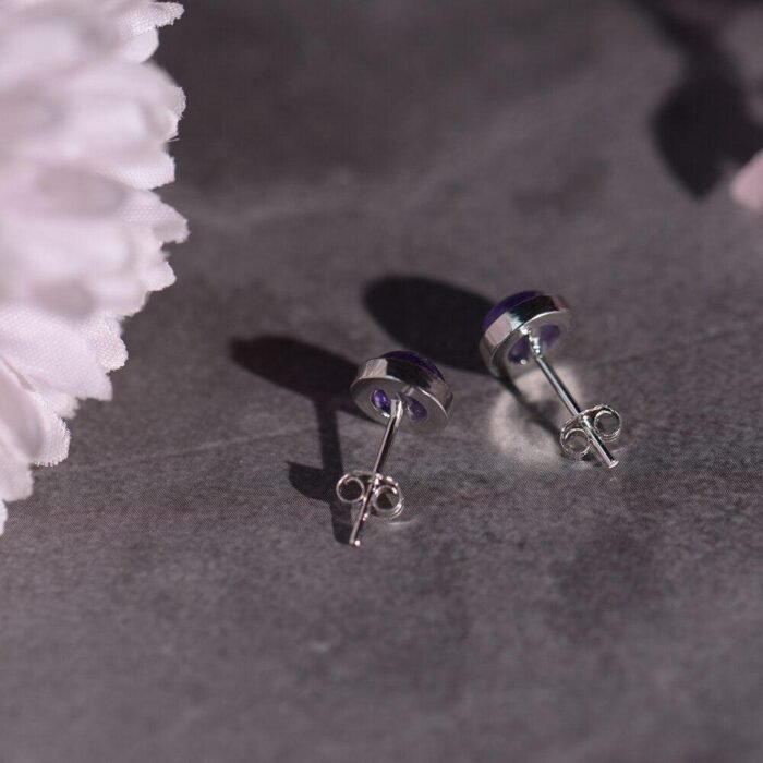 Boucles d'Oreilles Clous en Améthyste & Argent -  by Fit Calm - Améthyste, boucles d'oreilles, NOUVEAUTES MAI