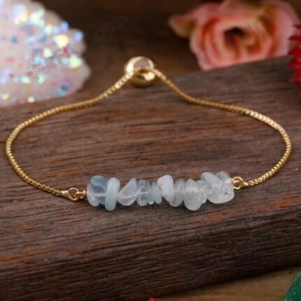 Natural Irregular Stones Thin Bracelet - by Fit Calm - black agate, aquamarine, amazonite, apatite, green aventurine, bracelet, Bracelets, thin, kunzite, new march 2022, sunstone, peridot, clear quartz, strawberry quartz, rose quartz, turquoise, unique