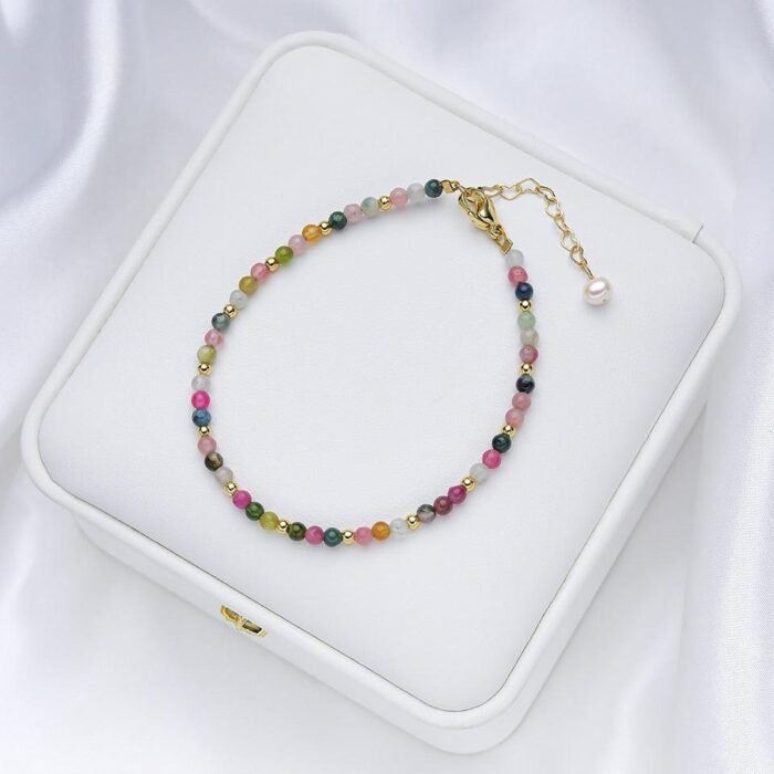 Bracelet Raffiné en Pierres Naturelles Fines -  by Fit Calm - Agate Mousse, Bracelet, Bracelets, fin, NOUVEAUTES DE NOVEMBRE, Péridot, spinelle, tourmaline multi-colore, tourmaline multicolore, unique