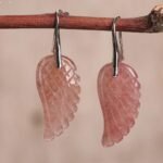 Natural stone "Angel Wing" earrings - by Fit Calm - amazonite, amethyst, aventurine, earrings, rock crystal, January 2022 New Items, tiger's eye, black onyx, pyrite, strawberry quartz, rose quartz, turquoise