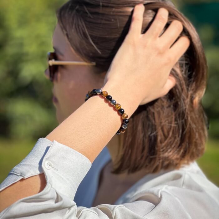 Bracelet "3 Protections" en Oeil de Tigre, Hématite & Obsidienne Noire -  by Fit Calm - Best Seller, Bracelet, homme, Hématite, multi-pierres, Obsidienne noire, Oeil de tigre, protection, taille