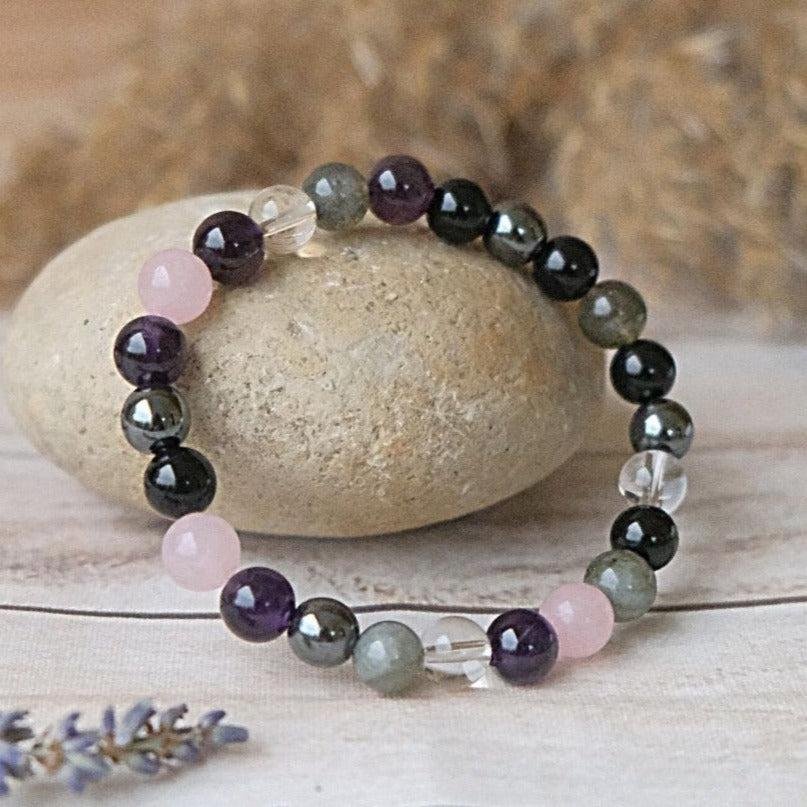 Bracelet "Haute Vibration" en Pierres Naturelles - 200000147 by Fit Calm - améthyste, Bracelet, cristal de roche, hématite, labradorite, multi-pierres, méditation, nouveautés de mai 2021, quartz rose, taille, yoga