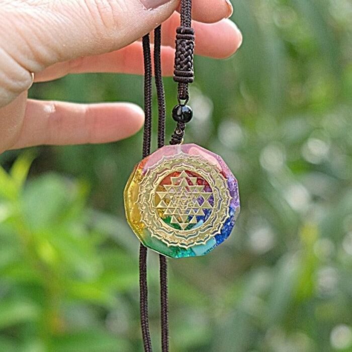 Pendant Orgonite "Sri Yantra - 7 Chakras" - by Fit Calm - 7 chakras, Kopy, Pendant