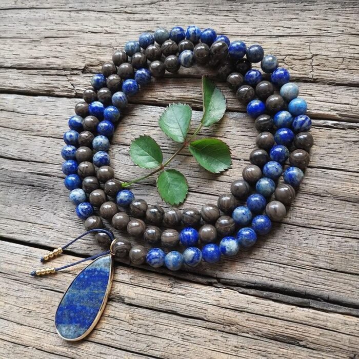 Collier Mala "Confiance en Soi" en Lapis Lazuli & Bronzite -  by Fit Calm - Bronzite, homme, lapis lazuli, Mala, NOUVEAUTES AVRIL