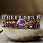 Exquisite Amethyst Wrap Bracelet - by Fit Calm - Amethyst, Bracelet, bracelet wrap, Bracelets, multi-stones, multi-turn, MAY NEW PRODUCTS, braided
