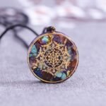 Pendentif Orgonite "Sri Yantra" en Turquoise & Oeil de Tigre -  by Fit Calm - Kopy, NOUVEAUTES DECEMBRE, Oeil de tigre, Pendentif, pendentif orgonite, pendentifs, Turquoise