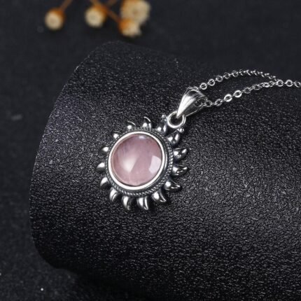 Pendentif "Soleil Rose" en Quartz Rose -  by Fit Calm - Kopy, NOUVEAUTES MAI, Pendentif, pendentifs, Quartz rose