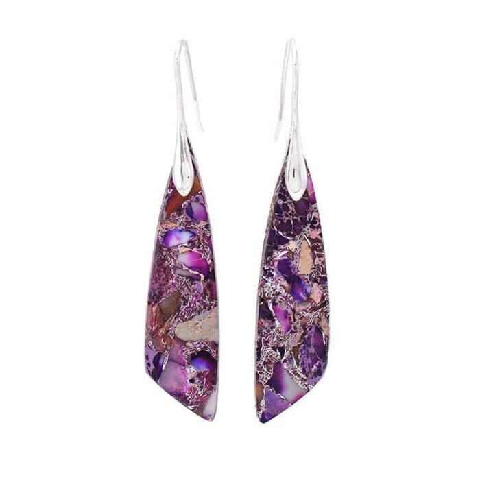Boucles d'Oreilles Pendantes en Jaspe Violet -  by Fit Calm - boucles d'oreilles, jaspe, NOUVEAUTES MAI