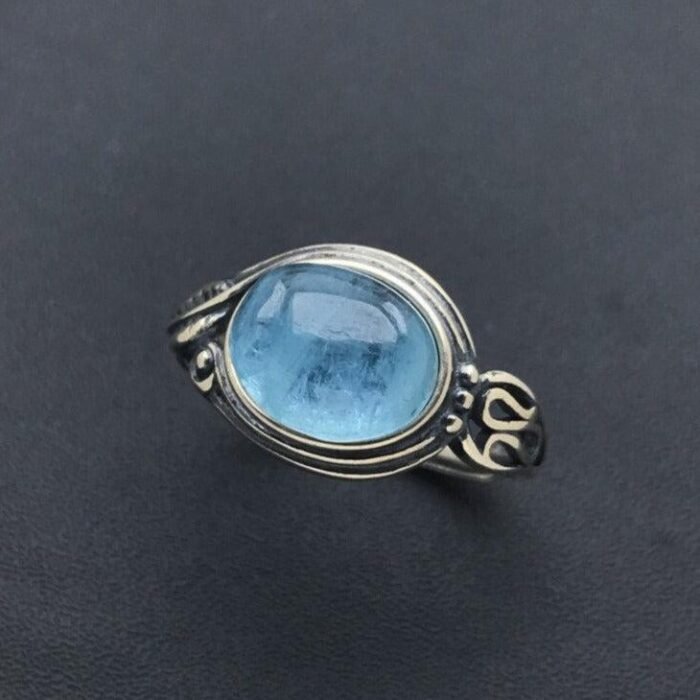 Bague Ajustable "Sensibilité" en Aigue-Marine & Argent -  by Fit Calm - aigue marine, Bague, bagues, Kopy, NOUVEAUTES DECEMBRE
