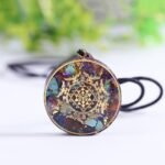 Pendentif Orgonite "Sri Yantra" en Turquoise & Oeil de Tigre -  by Fit Calm - Kopy, NOUVEAUTES DECEMBRE, Oeil de tigre, Pendentif, pendentif orgonite, pendentifs, Turquoise