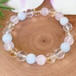 Bracelet "Existence" en Aigue-Marine, Quartz Rose, Citrine & Quartz Clair -  by Fit Calm - Aigue-Marine, Bracelet, Citrine, multi-pierres, nouveautés de mai 2022, quartz clair, Quartz rose, taille