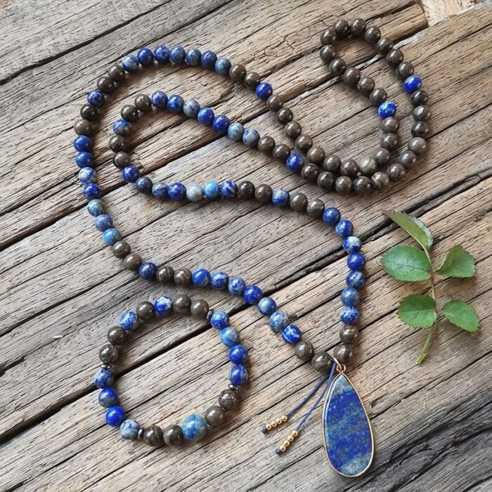 Collier Mala "Confiance en Soi" en Lapis Lazuli & Bronzite -  by Fit Calm - Bronzite, homme, lapis lazuli, Mala, NOUVEAUTES AVRIL