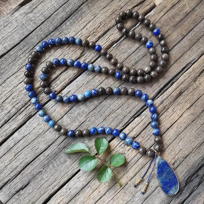 Collier Mala "Confiance en Soi" en Lapis Lazuli & Bronzite -  by Fit Calm - Bronzite, homme, lapis lazuli, Mala, NOUVEAUTES AVRIL